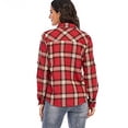 thumbnail image 3 of KZKR Women's Flannel Plaid Shirt Shacket Lapel Button Down Long Sleeve Loose Oversized Jackets Coat, 3 of 4