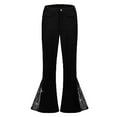 thumbnail image 2 of ZHOGXU Mens Pants High Waisted Solid Color Patchwork Sequins Retro Fashion Flare Trousers For Casual Daily Wear Black L, 2 of 6