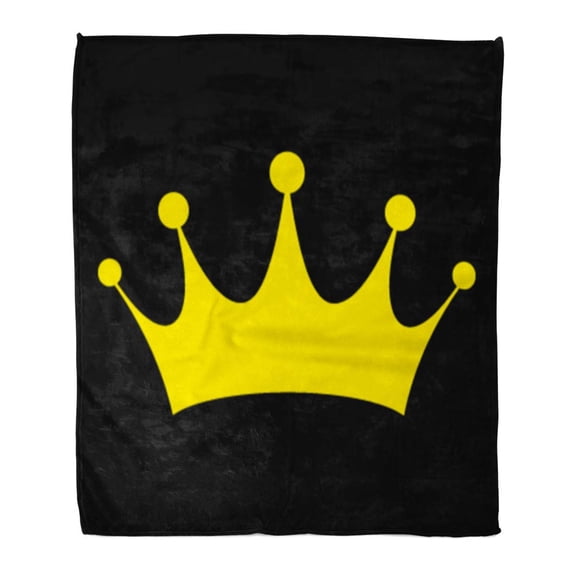 LADDKE Throw Blanket 50x60 Inches Yellow Emperor Crown Authority Collection Emblem Golden Insignia Jewelry King Warm Flannel Soft Blanket for Couch Sofa Bed