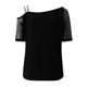 thumbnail image 5 of Blusa casual para mujer Camiseta estampada Malla Fuera del hombro Patchwork Manga corta Tops Pompotops  hkajfhjk473681, 5 of 5