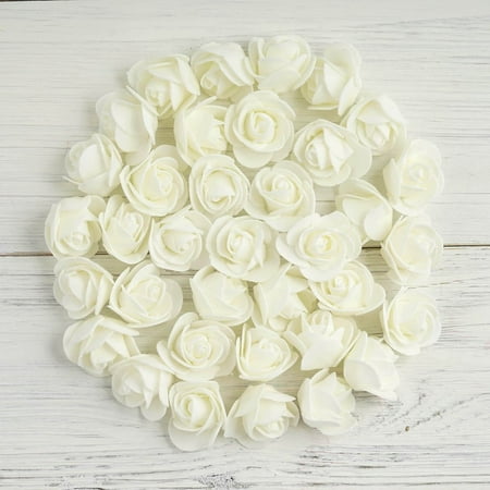 White Plumeria Flower Efavormart 36 pcs 2” Real Touch 3D Artificial DIY Foam Rose Flower Head For Wall Backdrop Event Decoration ()