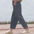 thumbnail image 2 of Lenpel Girls' Summer Pants Loose Elastic Waist Drawstring Side Split Wide Leg Pants Lightweight Casual Trousers with Pockets, 2 of 7