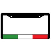 Italy World Flag Black Plastic License Plate Frame