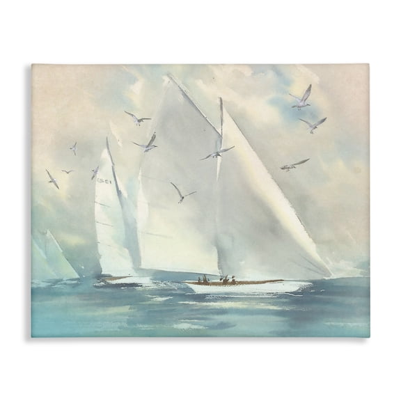 Stupell Industries Coastal Sailboats Ocean Water Waves Canvas Art, 30 x 24, by Steve Hunziker