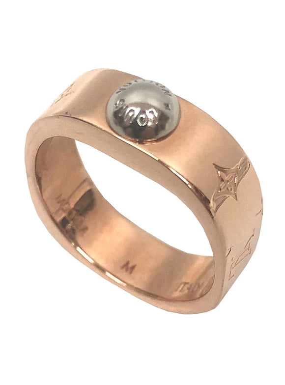 Pre-Owned Louis Vuitton Nanogram Ring M00214 Medium Pink Gold x Silver (Good)