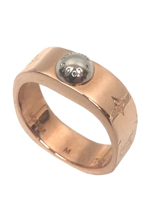 Pre-Owned Louis Vuitton Nanogram Ring M00214 Medium Pink Gold x Silver (Good)