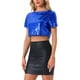 thumbnail image 4 of INSPIRAR CHIC Blusa de Mujer con Lentejuelas Brillantes de Manga Corta Recortada Cuello Redondo con Flecos para Fiesta de Cóctel Brillante en Azul Real, 4 of 5