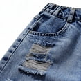thumbnail image 4 of BXJX Girls Denim Shorts, Summer Elastic Waist Relaxed Fit School Kids Jean Shorts Blue Size 8-9 T, 4 of 6