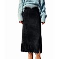 thumbnail image 2 of Suede Skirts for Women Fall Winter Midi Pencil Skirt with Tassel Black XL, 2 of 7
