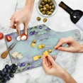 thumbnail image 4 of Floral Cutting Board, Composition of Blossoming Flowers with Green Spring Leaves Romantic Nature, Tempered Glass Cutting and Serving Board, Wine Bottle Shape, Lilac Purple Green, by Ambesonne, 4 of 5