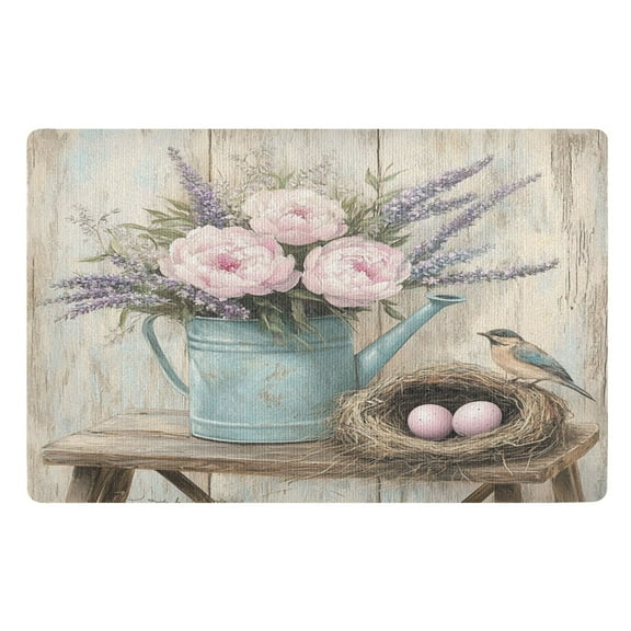 BZSMCE Floor Mats 32x20in Flowers with Birhouse Creativity Doormats