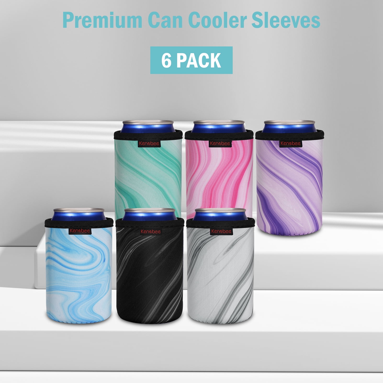 KENOBEE 3-Pack Neoprene Can Cooler Sleeves - Insulated Holder For 12oz & 16oz Cans, Non-Slip