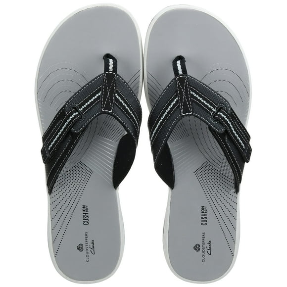 CLARKS Women's Brinkley Jazz Flip Flop, Black Synthetic, 8 M US
