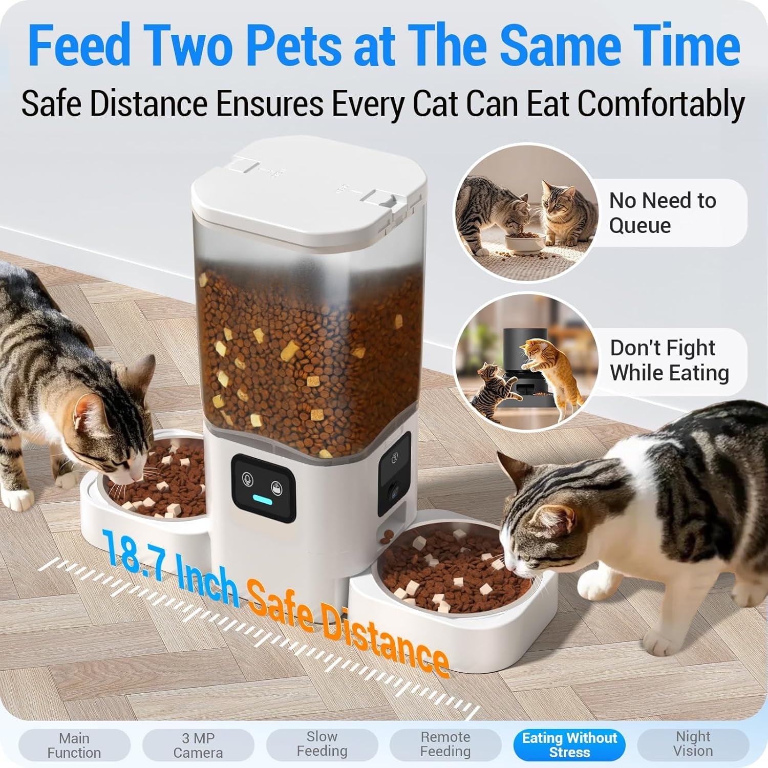 5G WiFi Automatic Cat Feeder with Dual HD Cameras, 7L/29 Cup Smart Dog Food Dispenser with Night Vision, Remote App Control, Portion Control, Detachable Easy Clean Design