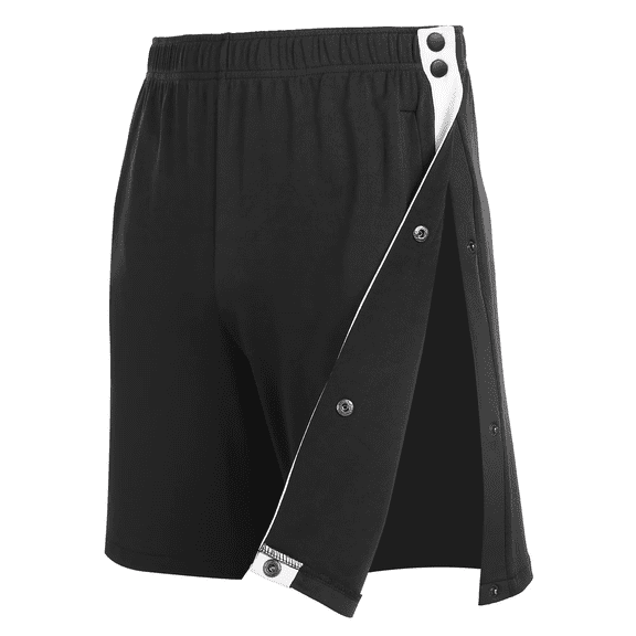 Chele Mens Tear Away Shorts, Post Surgery Adaptive Clothing, Wide Leg Snap Loose Fit Shorts - Black