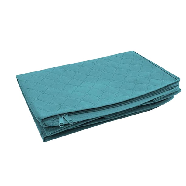 Bolsa plegable para guardar edredones, ropa no tejida, organizadora con ventana transparente (azul)