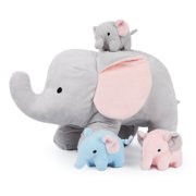 WEIGEDU Elephant Stuffed Animals for Girls Boys Birthday Playmate Gifts- 4 in 1 Plush Toy Mommy Elephant PlaySet with 3 Babies Doll Surprise Toys, 14 inches
