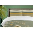 thumbnail image 2 of Ambesonne Sage Duvet Cover Set, Retro Soft Joyful Flowers Line, Queen, Dark Mustard and Reseda Green, 2 of 4