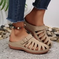 thumbnail image 5 of KEGIRLOM Women's Fashion Casual Hollow Solid Color Baotou Sandals Thick Bottom Half Slippers Wedge Heels Shoes Khaki 8.5, 5 of 9