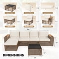 thumbnail image 5 of Homall 5-Seat Patio Furniture Set Outdoor Wicker Sectional Sofa with Cushions Modular with Wide Wood Armrests & Built-In Cup Holders, Beige, 5 of 7