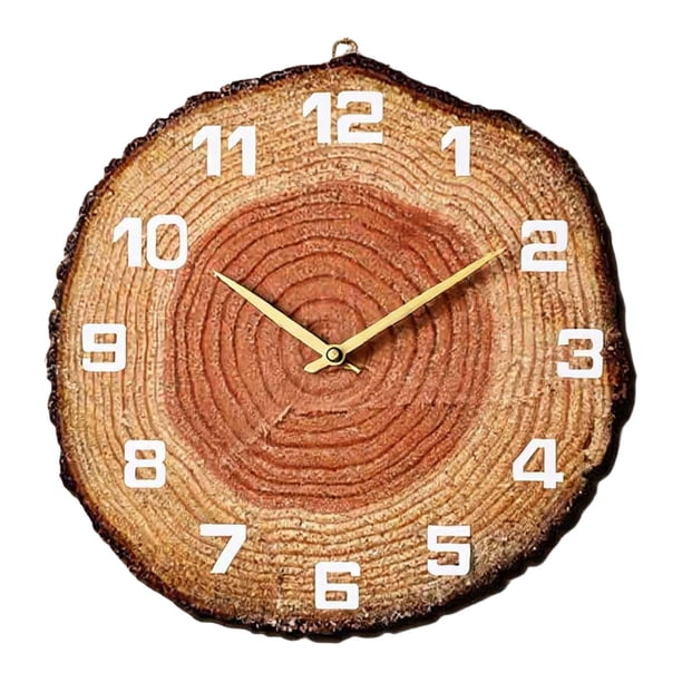 Reloj de pared rústico de madera, reloj silencioso, regalo para el baño con números arábigos. Estilo B