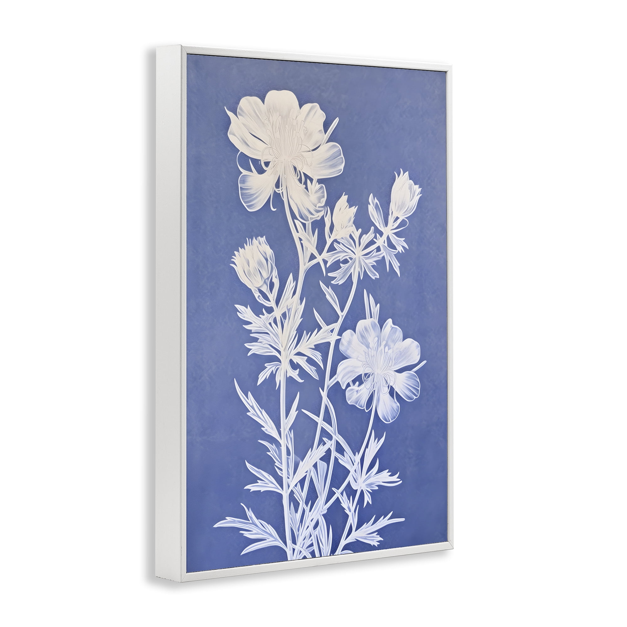 Stupell Industries Cerulean Botanical Pattern Botanical & Floral Painting White Framed Art Print Wall Art, 16 x 24