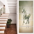 thumbnail image 1 of Cheval Blanc en Mouvement sur Marron - Art Mural sur Toile Animal, 1 of 3
