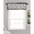 thumbnail image 3 of Black Damask Linen Curtain Valance for Bedroom/Bathroom/Kitchen/Living/Dining Room Window,European Bohemian Grey Paisley Medallion Flower Pocket Topper Drapes Decorative Cafe Drapery Panel 42"x18", 3 of 6