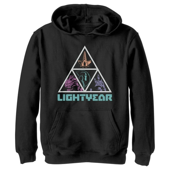Boy's Lightyear Triangle Logo  Pull Over Hoodie Black X Large