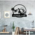 thumbnail image 2 of Craftnamesign Custom Dolphin Palm Tree Beach House Sunset Metal Wall Art, 2 of 5