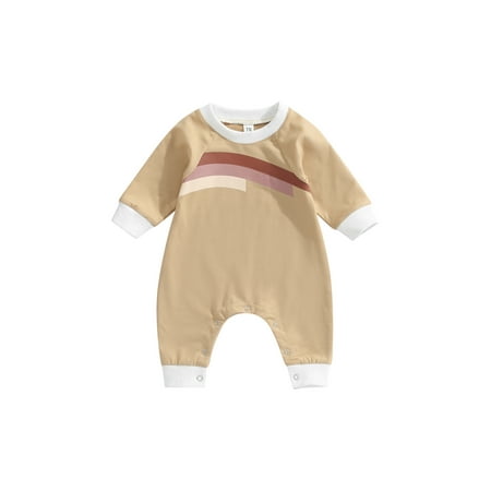 

hirigin Baby Cute Romper Infants Rainbow Stripe Print Long Sleeves Crew Neck Casual Jumpsuit One Piece Clothes