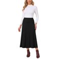 thumbnail image 2 of INSPIRE CHIC Women's Sweater A-Line Skirts Fall Winter Elastic High Waist Stretchy Ribbed Knit Midi Skirt M Black, 2 of 6