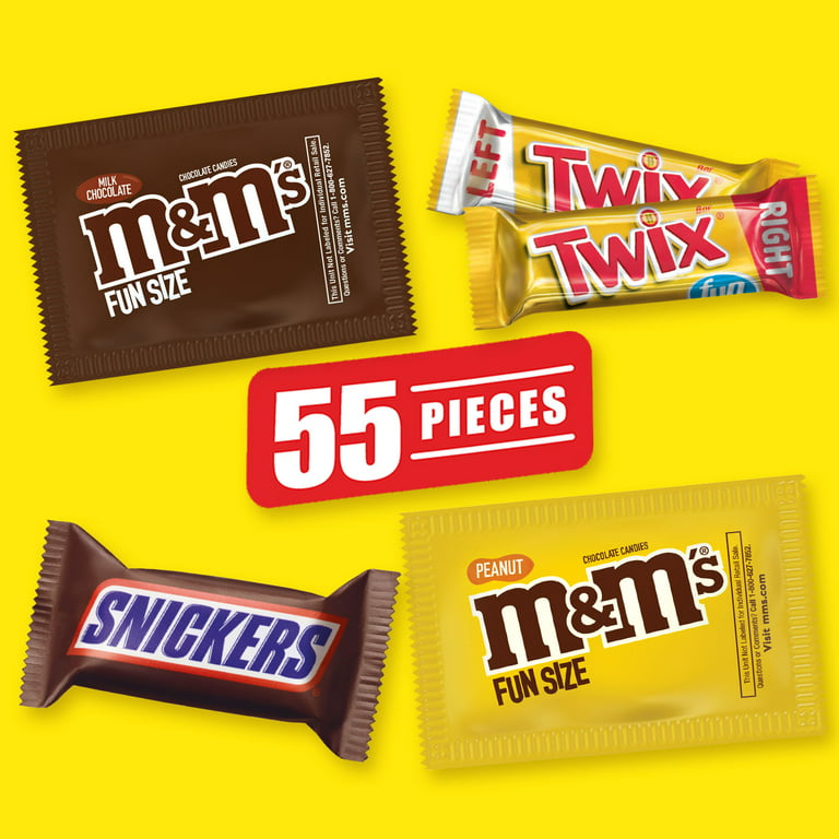 M&M's, Snickers & Twix Variety Pack Chocolate Candy Bars - 55 Pieces 