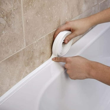 EISHOW Bath Kitchen Sealant Strip Self Adhesive Caulk Strips Waterproof Caulk Tape for Bathtub Toilet Floor Corner Wall Shower Tile Sealer White 10.5 Feet