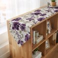 thumbnail image 4 of Purple Florals Table Runner Linen Burlap Table Runner 60 Inches Long Farmhouse Botanical Peonies Vintage Leaves Dresser Scarves for Kitchen Island Coffee Dining Room Party Holiday Decor 13"x60", 4 of 8
