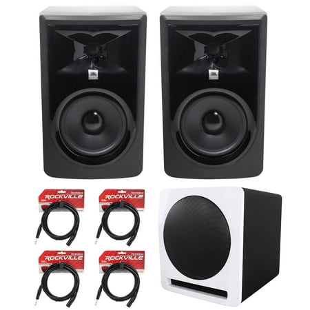 2) JBL 306P MkII 6" 2-Way Powered Studio Monitors Speakers+10" Active Subwoofer