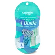 Equate 4-Blade Disposable Razors for Women, 3 Count