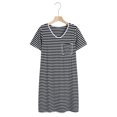 thumbnail image 4 of Richie House Women's Nightgown Striped Tee Short Sleeve Sleep Nightshirt Pajama Dress S-2XL RHW4041, 4 of 5