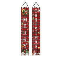 CuiLiyq Christmas Decorations Outdoor Yard Front Porch Sign Set, Red Black Buffalo Plaid Door Banner, Hanging Merry Christmas Decorations for Home Wall Front Door Yard Garage