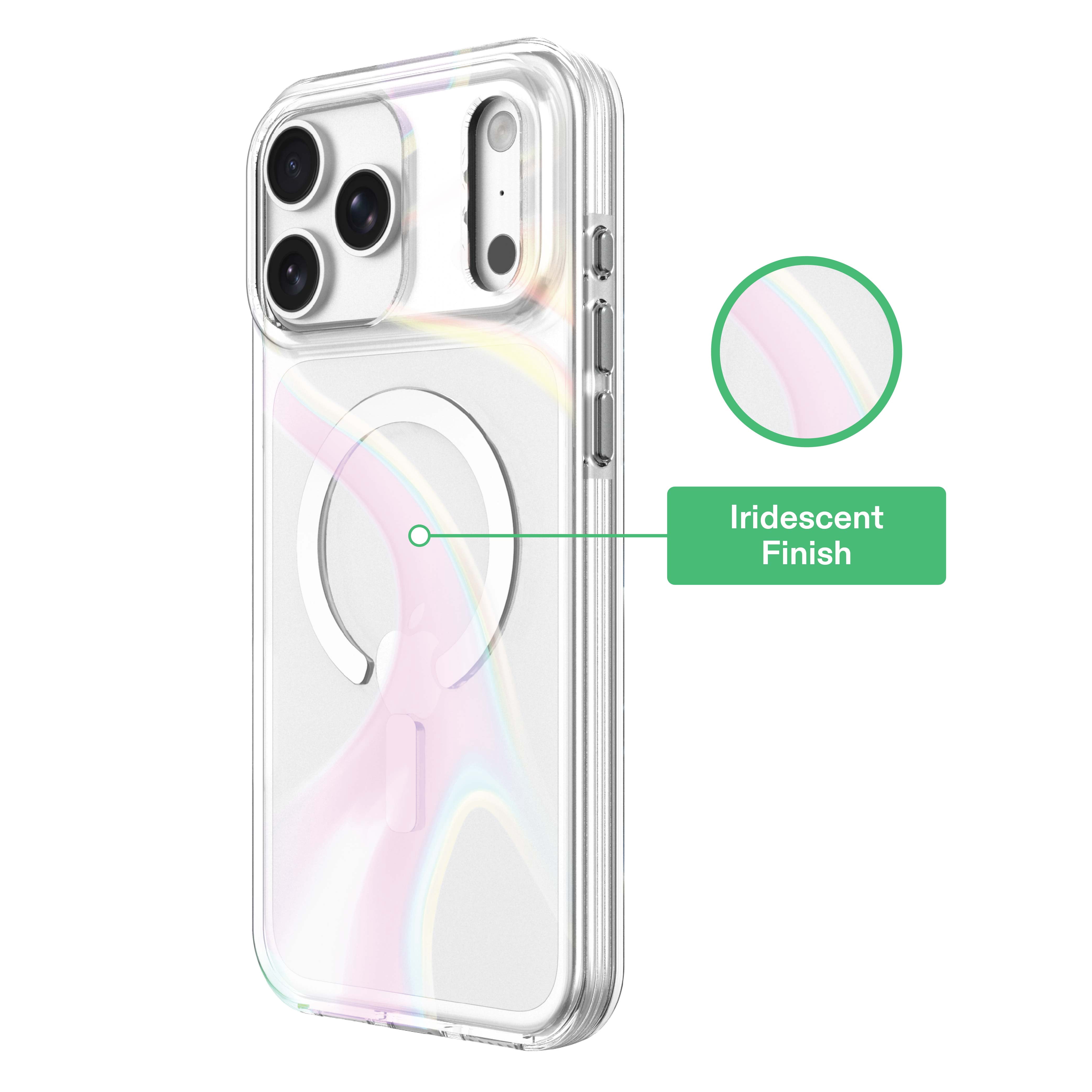 onn Phone Case for iPhone 18 Pro / 17 Pro, MagSafe Compatible - Clear Iridescent