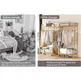 thumbnail image 5 of Colourtree 63" L x 15.8" W x 55.1" D D Nature Multifunctional Clothing Rack, 9 Tiers Heavy Duty Clothes Rack, Bamboo Wardrobe Closet, Space Saver, 5 of 5