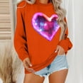 thumbnail image 2 of mihongmao Plus Size Valentine Shirts for Women Round Neck Lover's Print Hoodie Long Sleeved Hoodie Long Sleeved Round Neck Top/shirt Orange L, 2 of 6