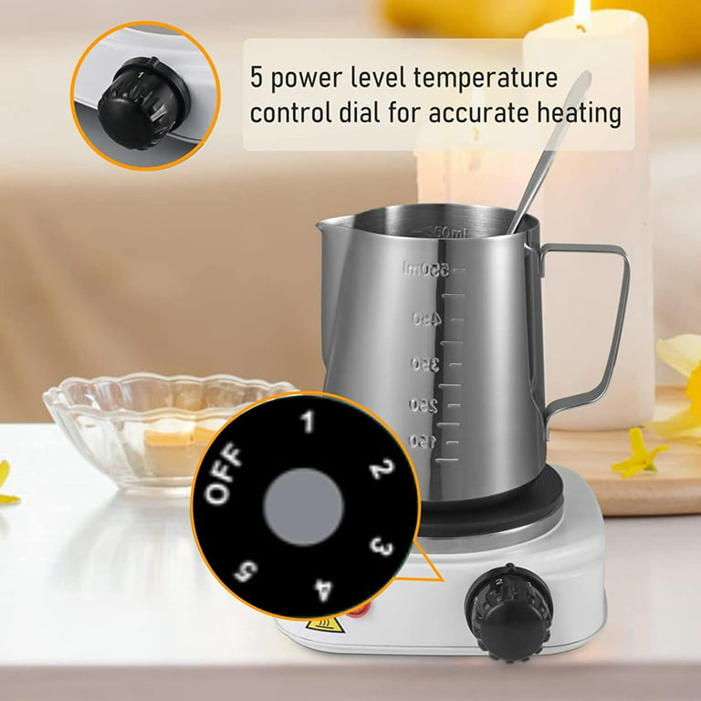 DIY Candle Making Kit Candle Making Pouring Pot with Wax Melter Electric Hot  Plate, Candle Warmer Plate with Stainless Steel Spoon Candle Making Supplies  for Adults and Beginners Pouring Spout Design 