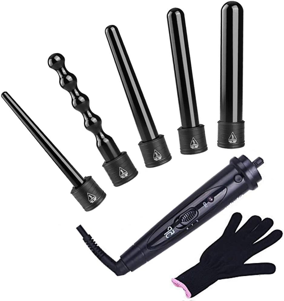 Upgraded Ohuhu 5 in 1 Curling Iron Wand Set, Curling Tongs With 5