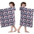 thumbnail image 4 of Dark Purple Cartoon Unicorn Flower Pattern Hooded Bath Towel，50"x30" for Ages 3 To 12 Kids, Quick Dry Lightweight Soft Microfiber Hood Beach Towel Cover Up for Kids, 4 of 7
