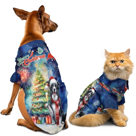 Merry Christmas and Happy New Year Santa Border Collie Holiday Xmas Winter 2025 Hawaiian Summer Shirt for Small Medium Large Dog Cat Borders Dog Lovers Gifts Idea - 00024