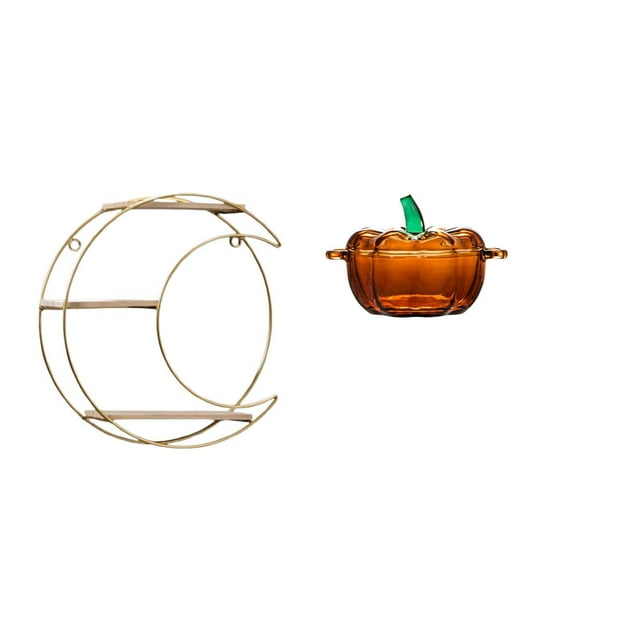 Estante de almacenamiento de pared,Estantería colgante de pared de metal de 3 niveles para decoración de dormitorio,Plato de dulces,Plato de dulces de vidrio con tapa Tarro de dulces