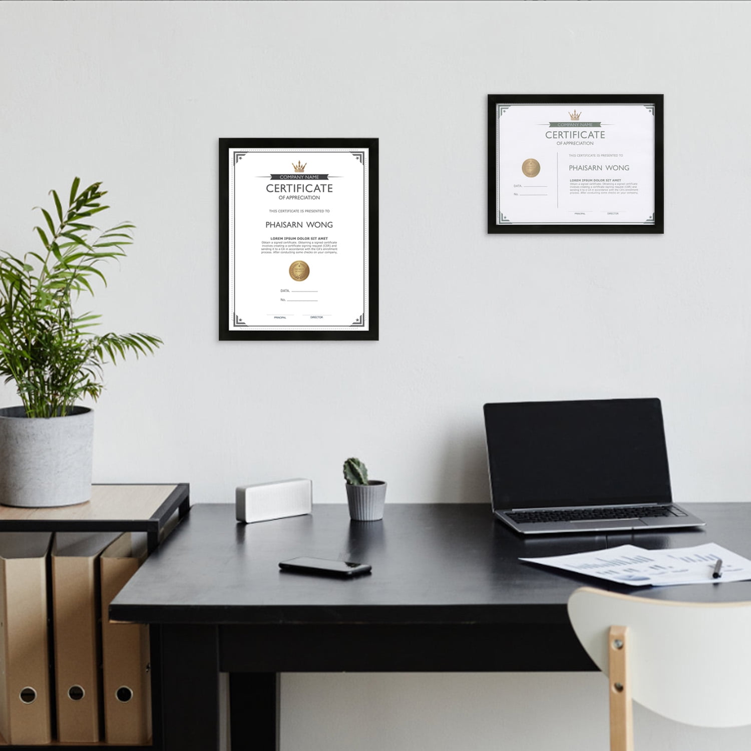 Scholartree 7 PACK 8.5x11 Picture Frame, Award Certificate Diploma Document Bulk 8.5 by 11 College Frames, Wall or Tabletop, Black
