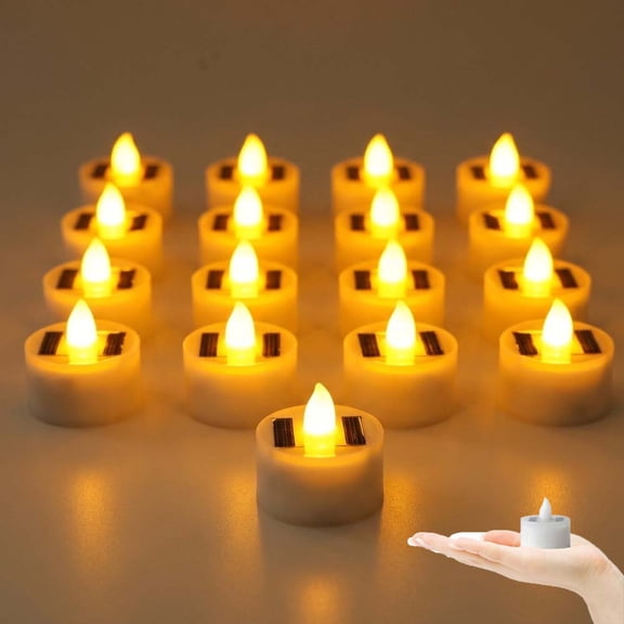 Solar Candles Outdoor Waterproof, 12pcs Dusk to Dawn little Solar Votive Candles, Flameless Flickering Solar Tea Lights for Patio Yard