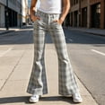thumbnail image 3 of LRen Big Girls Yoga Pants Flare Leg Dressy Pants Bell Bottoms Plaid Striped Pants with Pockets Trousers for Tween Girls Age 7-8 Years, 3 of 6